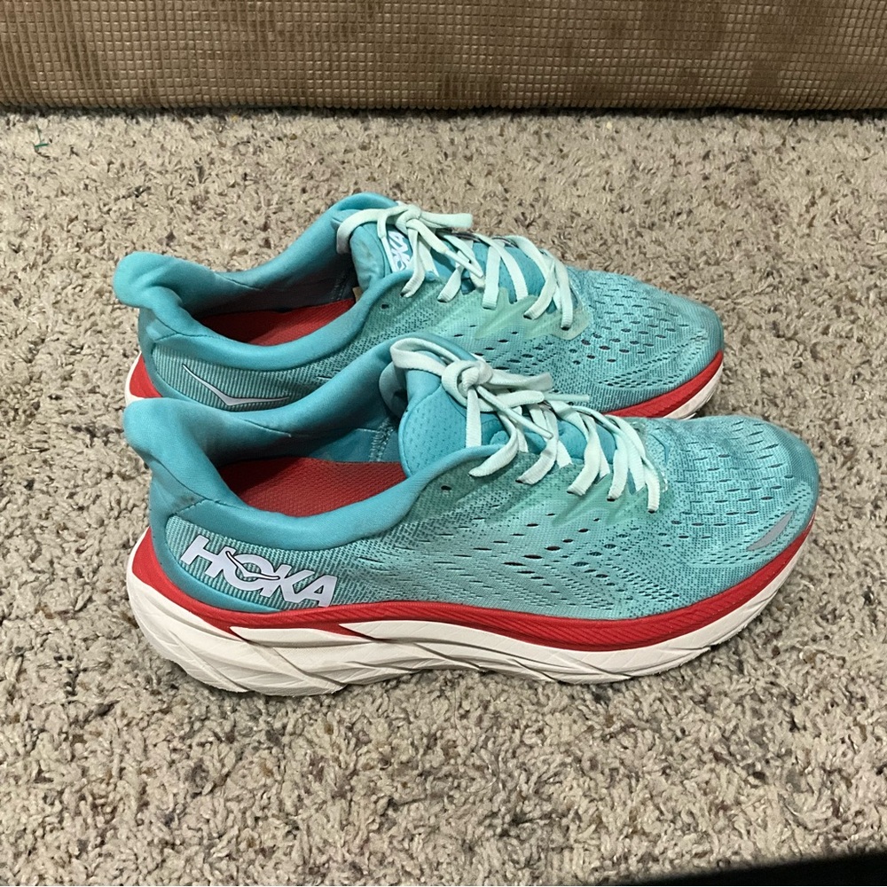 Hoka Women's Teal and Red Athletic Shoes 9B - Picture 9 of 13